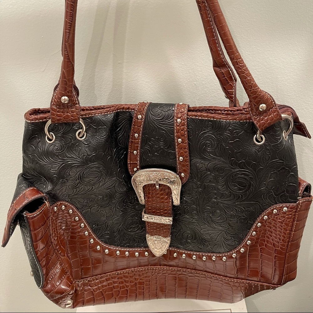 Western style faux leather handbag purse